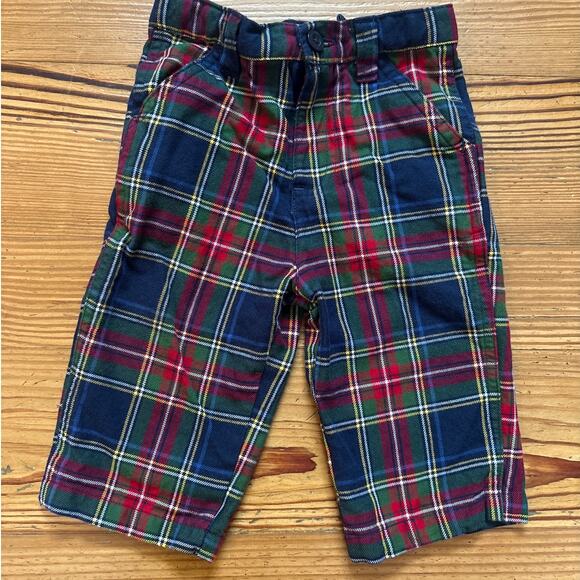 U.S. Polo Assn. red blue plaid holiday adjustable waist baby pants SIZE 12M - Picture 2 of 4